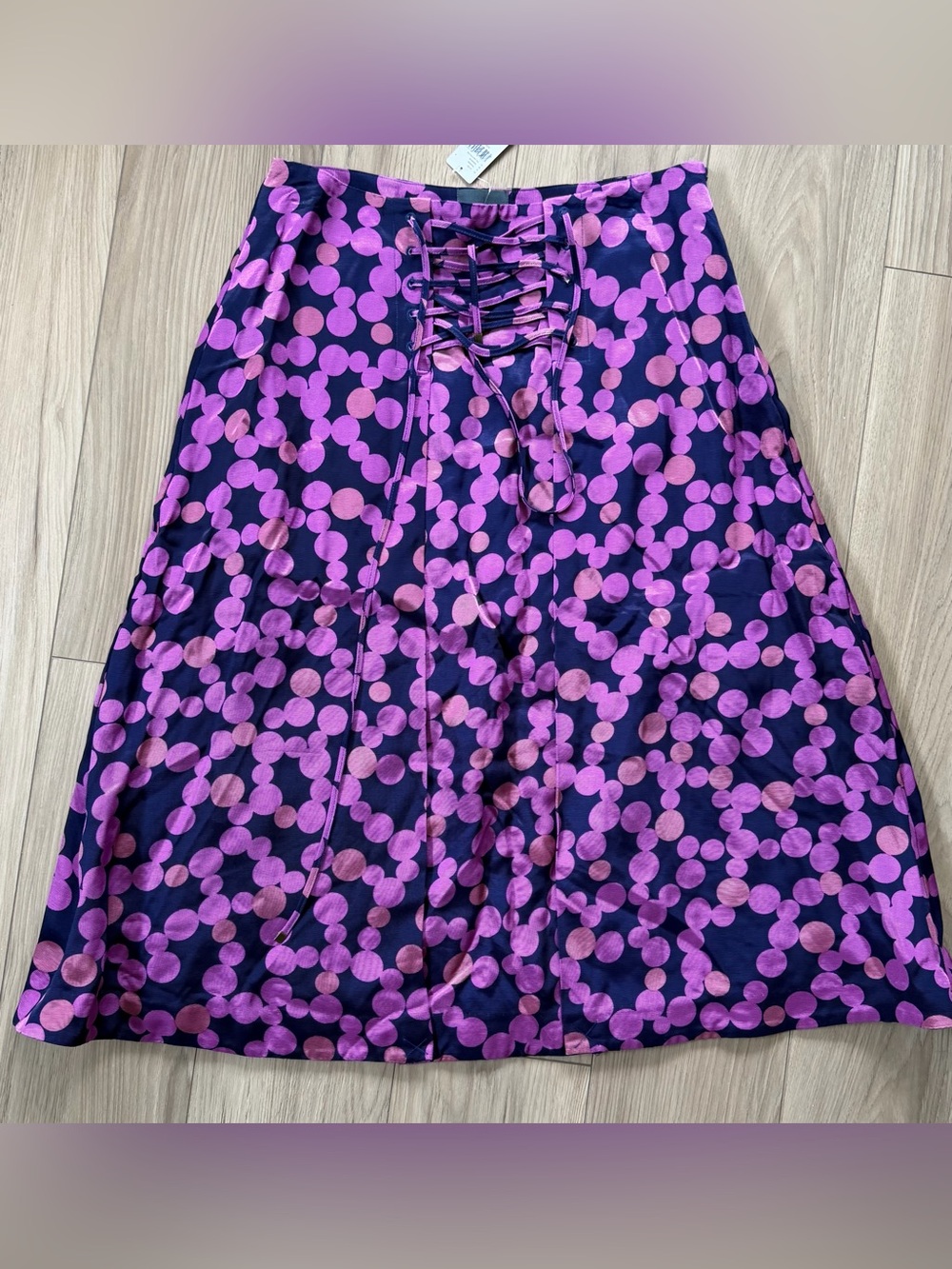 NWT Maeve Anthropology Zadie Lace Up Plum Print Midi Skirt 8